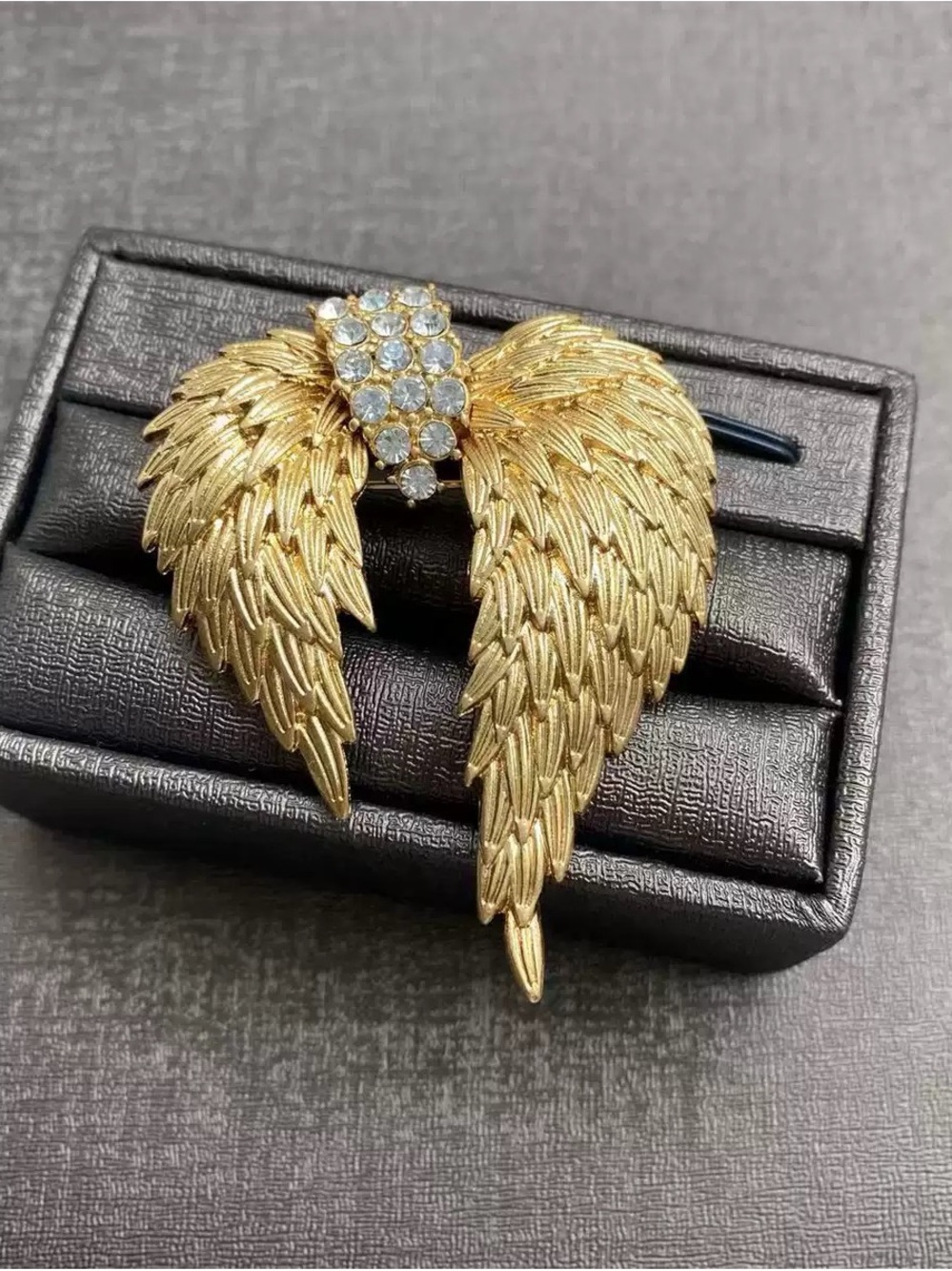 Gold Wing Crystal Accent Brooch - Women Jewelry - Picture 1 of 7